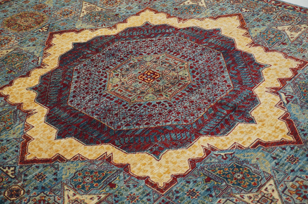 Blue 5x7 Turkish Hand Knotted Natural Dye wool Mamluk Rug - Yildiz Rugs