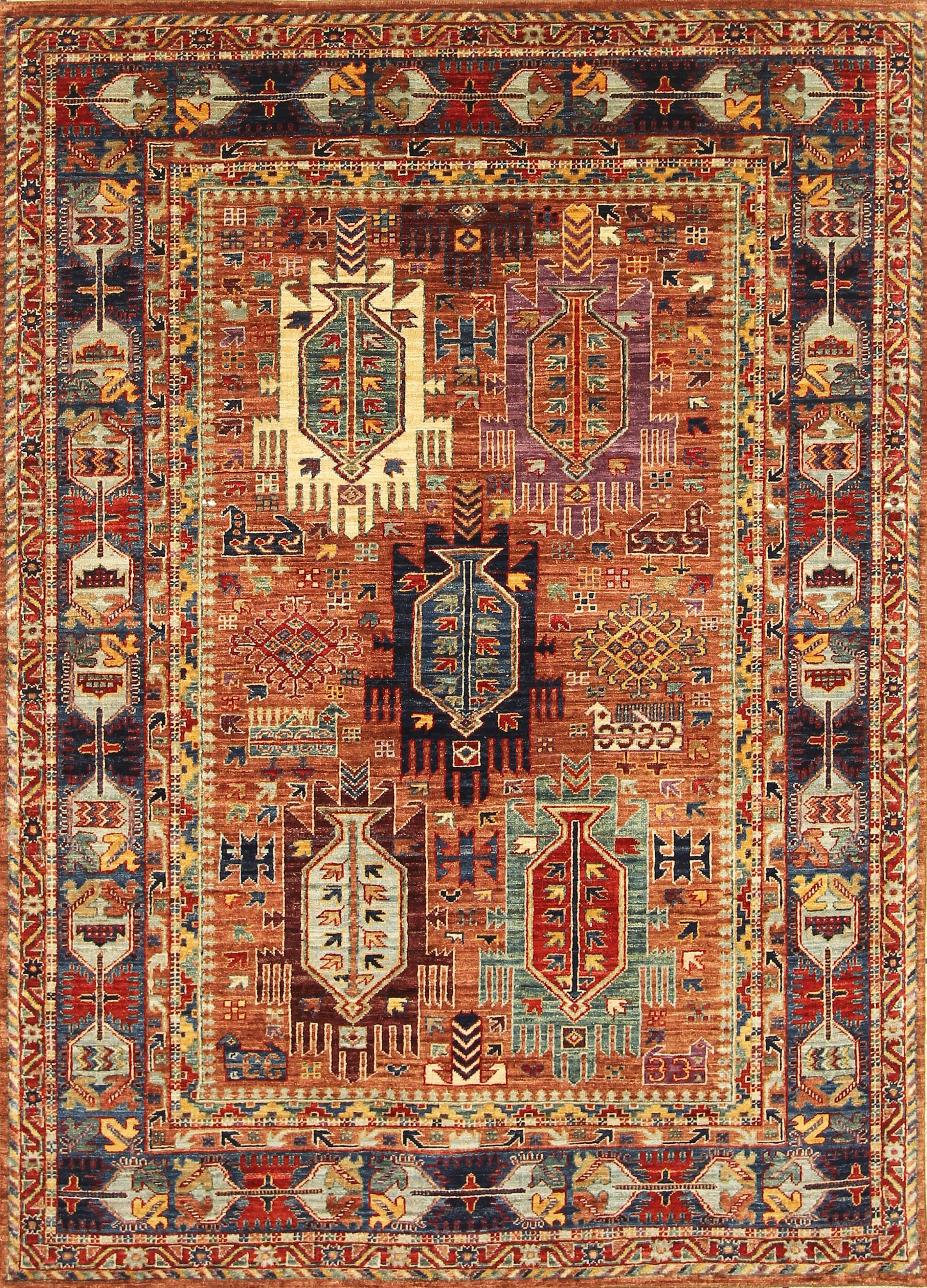 5x7 Tribal Brown Afghan Baluch Hand Knotted Area Rug - Yildiz Rugs