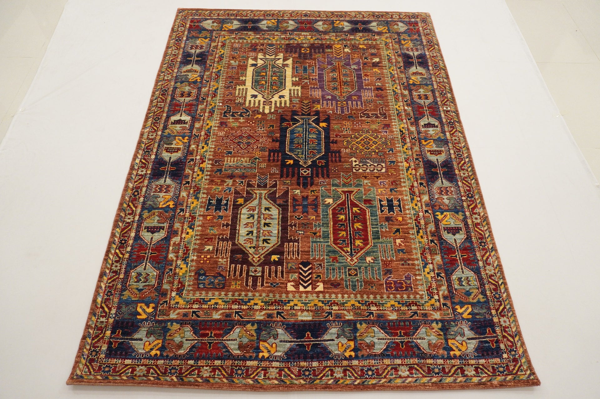 5x7 Tribal Brown Afghan Baluch Hand Knotted Area Rug - Yildiz Rugs