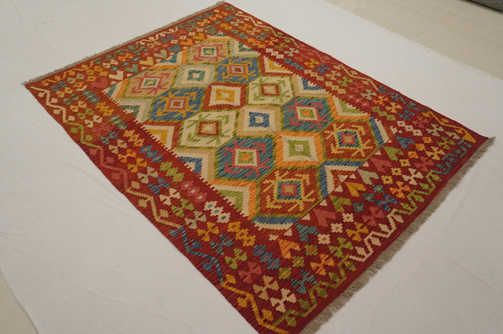 5x7 ft. Afghan Handmade Kilim Area Rug - Yildiz Rugs