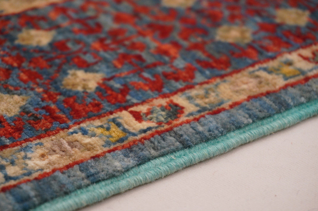 SOLD 15 Ft Turkish Soft pastel blue Mamluk Hand knotted Wool Runner Rug - Yildiz Rugs
