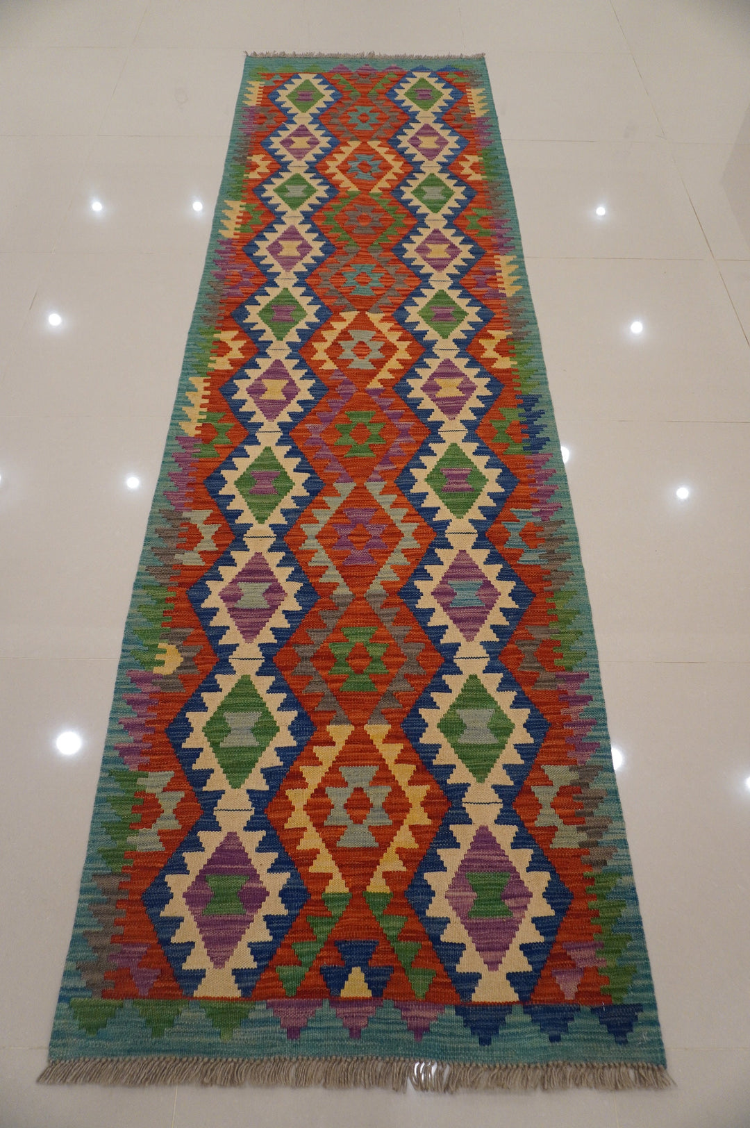 10 Feet Kilim Handmade Flat weave Wool Runner Rug - Yildiz Rugs