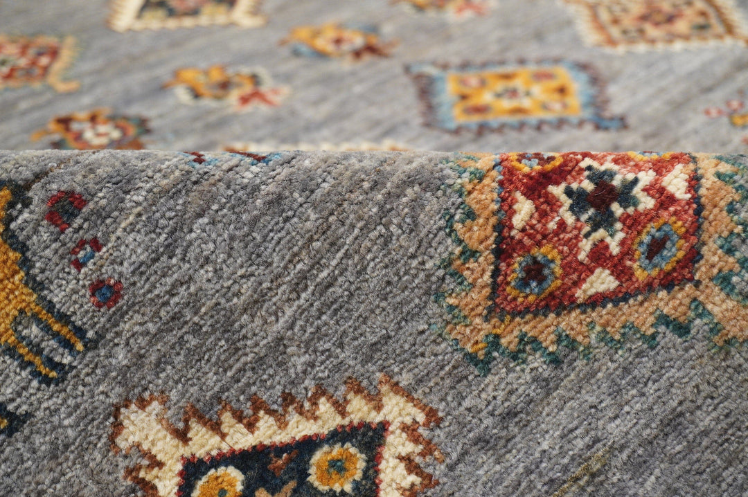 6x8 ft. Tribal Gabbeh Blueish Gray Afghan Hand Knotted wool Rug - Yildiz Rugs
