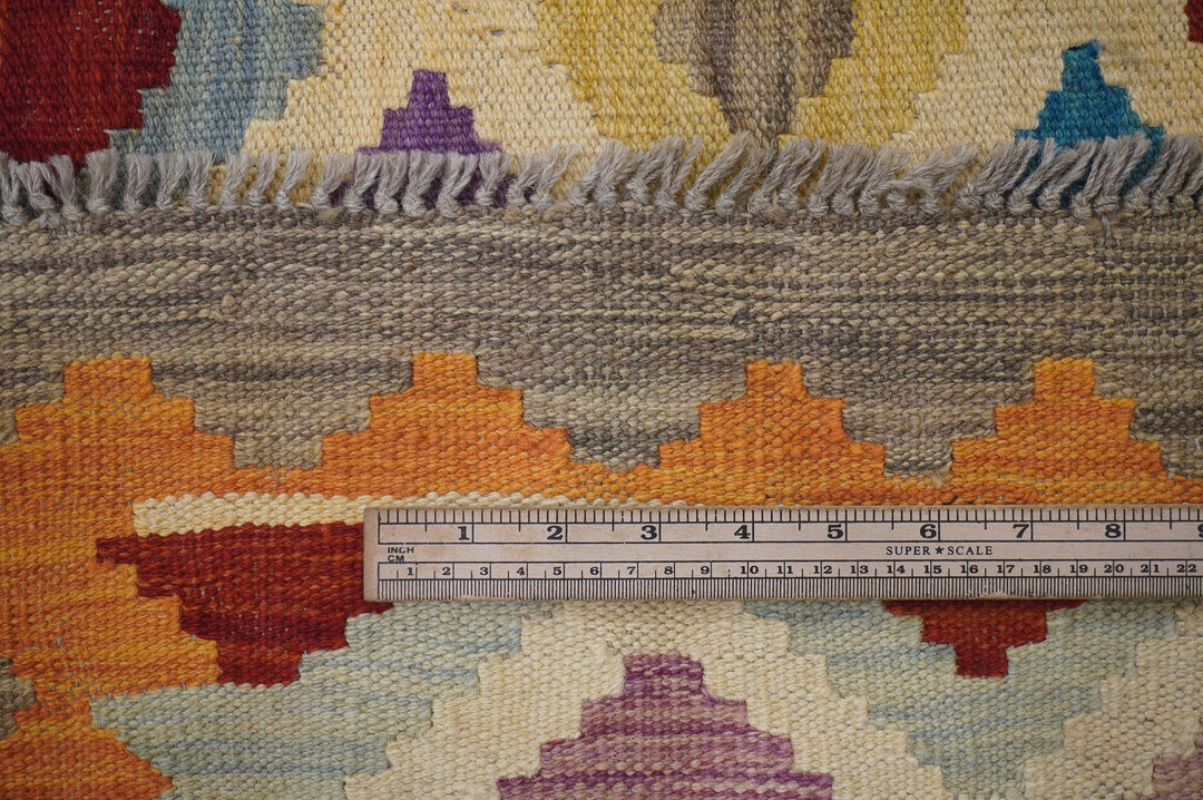 8x11 Beige Afghan Handmade Large Kilim Area Rug - Yildiz Rugs