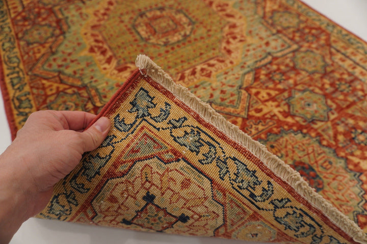 3x4 Turkish Mamluk Red Handmade wool rug - Yildiz Rugs