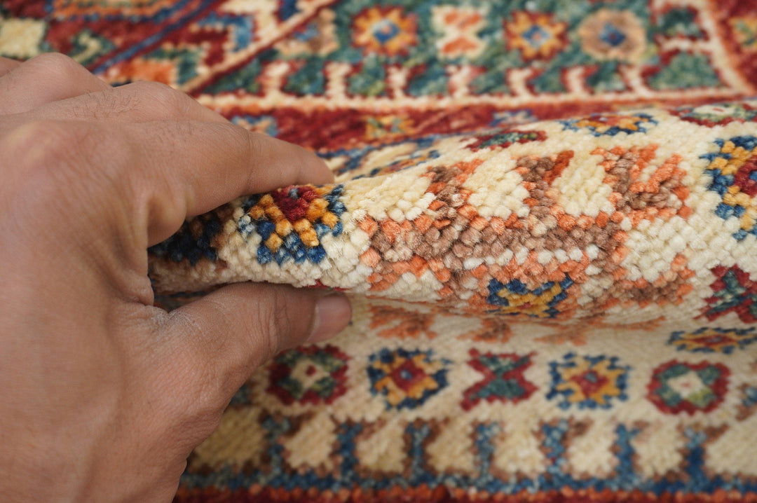 3x5 Tribal Beige Afghan Hand Knotted Wool Area Rug - Yildiz Rugs