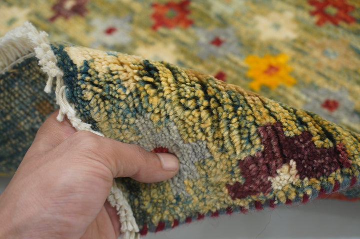 4x6 Tribal Gabbeh Green Afghan Hand knotted wool Area Rug - Yildiz Rugs