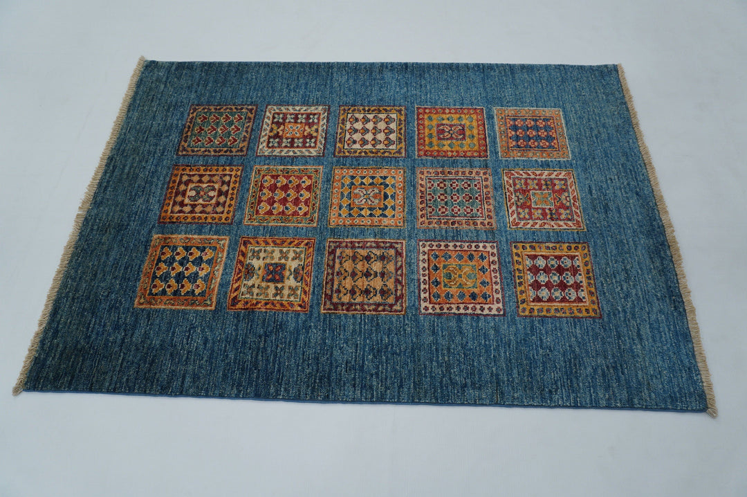 Blue 3x4 Bakhtiyar Afghan Hand Knotted wool Area Rug - Yildiz Rugs