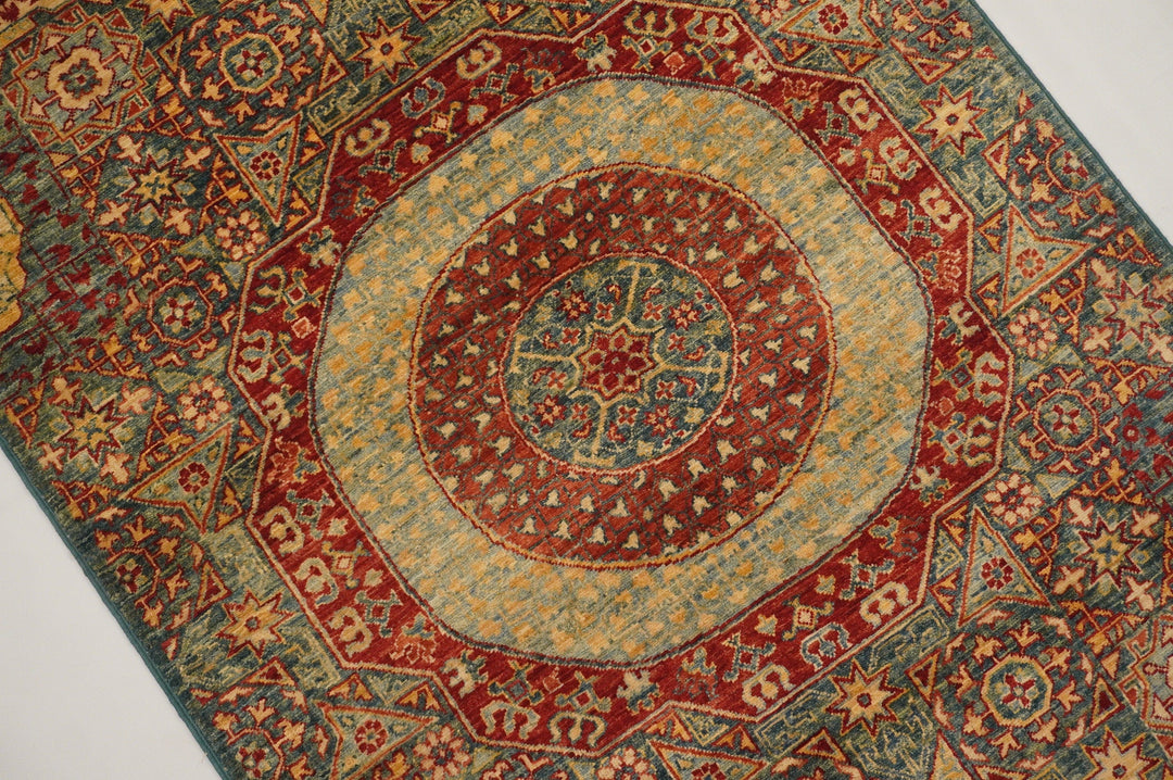 24 Ft Green Turkish Extra long Mamluk Hand knotted Wool Runner rug - Yildiz Rugs