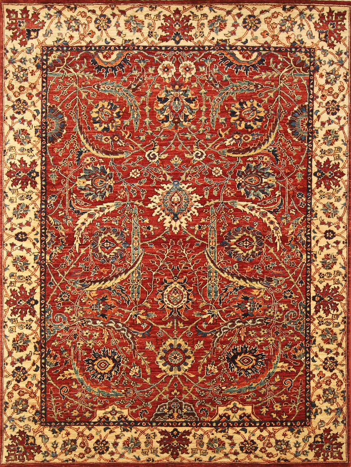 Red 5x7 Kerman Persian Hand knotted Veg dyes wool Rug - Yildiz Rugs