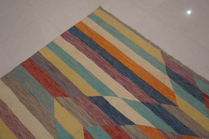 9x12 Pastel Modern colors Abstract Handmade Afghan Kilim Area Rug - Yildiz Rugs