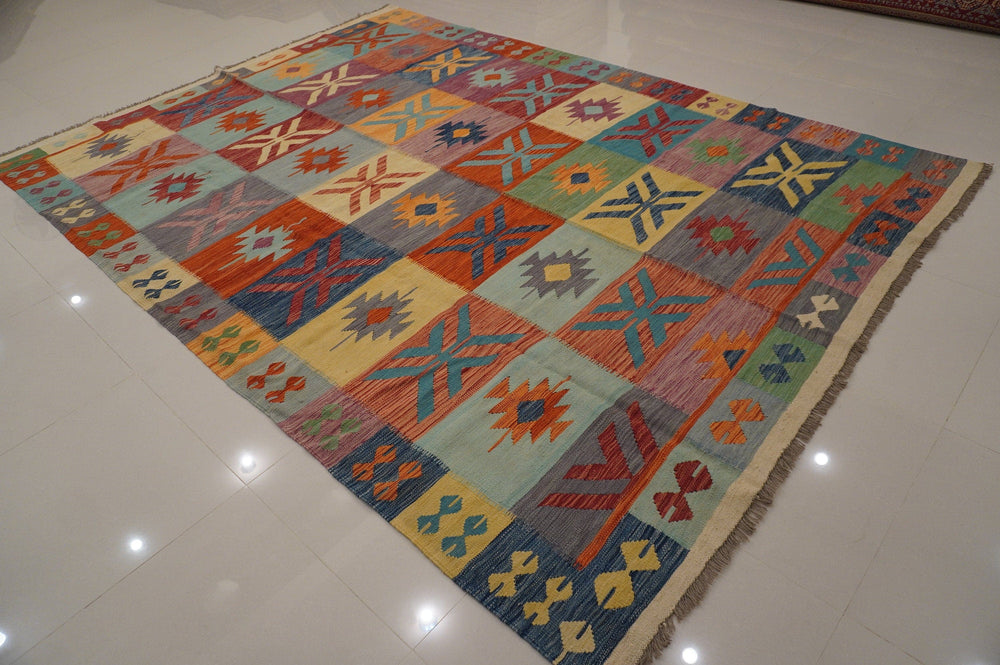 8x11 Multicolor Handmade Afghan Kilim Area Rug - Yildiz Rugs