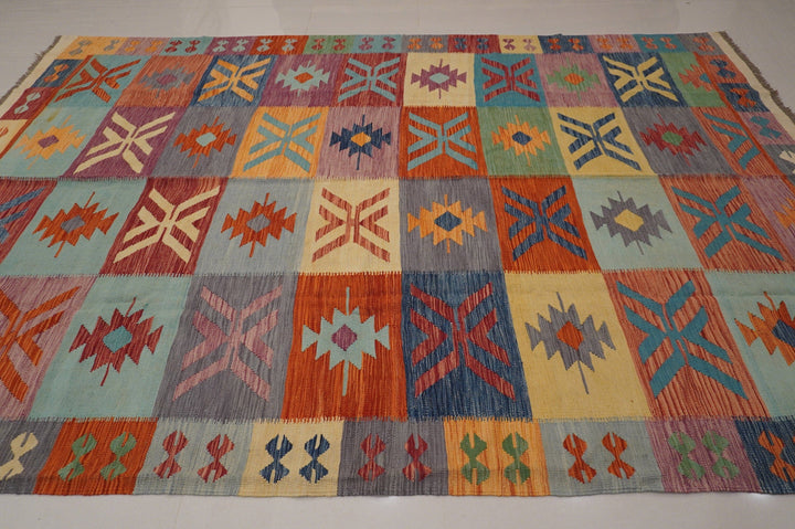 8x11 Multicolor Handmade Afghan Kilim Area Rug - Yildiz Rugs