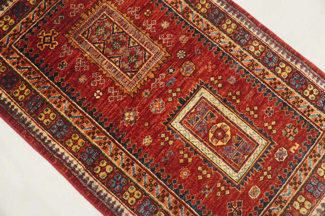 3x4 Tribal Baluch Red Afghan Hand knotted Rug - Yildiz Rugs