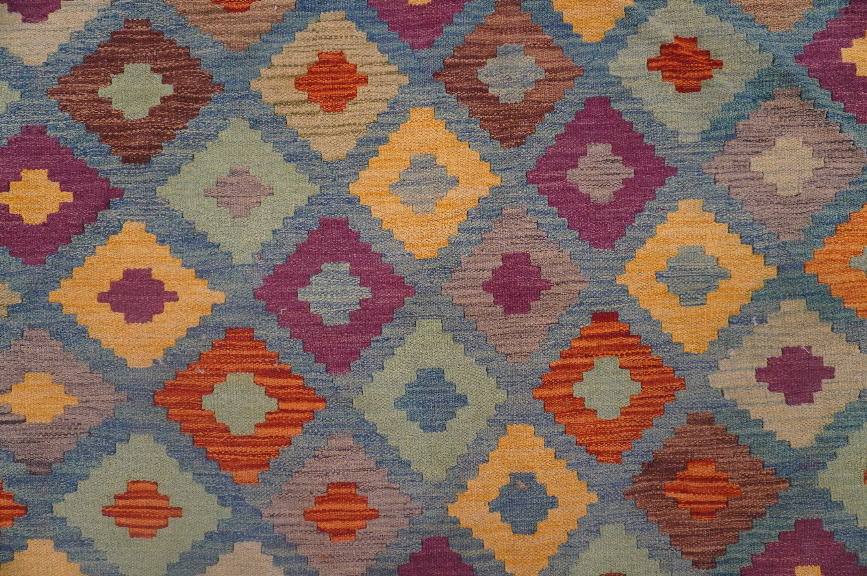 8x11 Afghan Soft pastel Blue Handmade Veg dyes Wool Kilim Area Rug - Yildiz Rugs