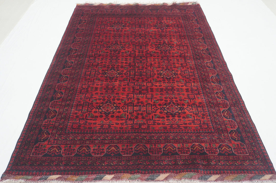 6x8 Red Afghan Khal Mohammadi hand knotted Veg dye Wool Rug - Yildiz Rugs