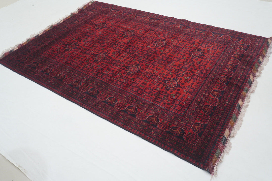 6x8 Red Afghan Khal Mohammadi hand knotted Veg dye Wool Rug - Yildiz Rugs