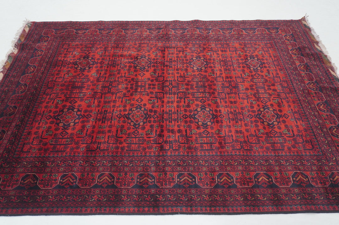 6x8 Red Afghan Khal Mohammadi hand knotted Veg dye Wool Rug - Yildiz Rugs