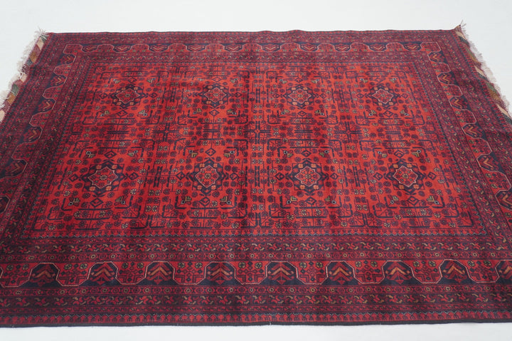 6x8 Red Afghan Khal Mohammadi hand knotted Veg dye Wool Rug - Yildiz Rugs