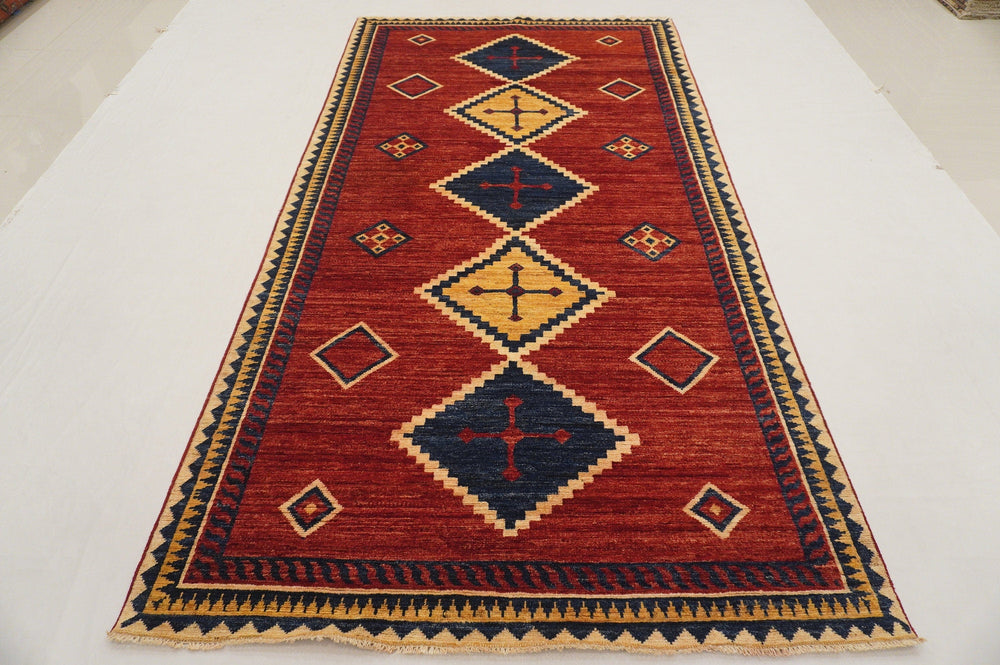 5x10 Gabbeh Red Persian Gallery size Hand knotted Wool Wide Runner rug - Yildiz Rugs