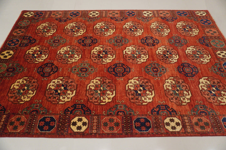 6x10 Tekke Red Turkmen Afghan Natural Dyes hand knotted Wool Rug - Yildiz Rugs