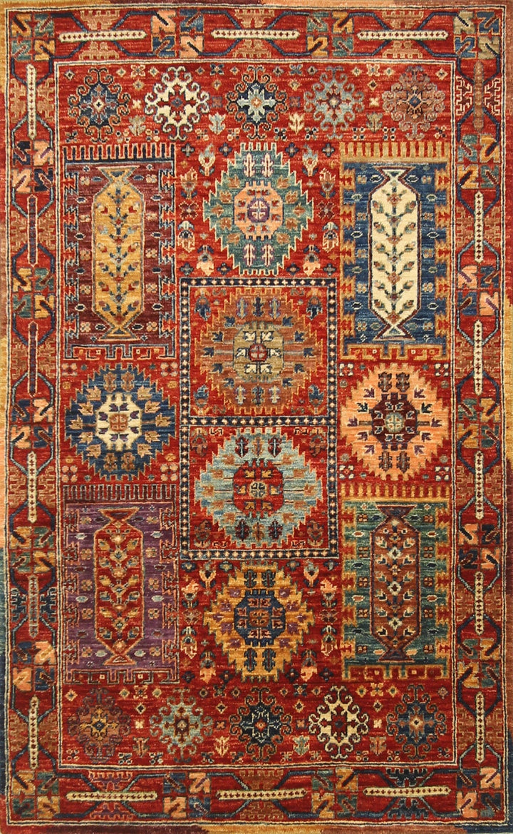 3x5 Baluch Deep Red Afghan Hand knotted Veg Dyes wool Rug - Yildiz Rugs