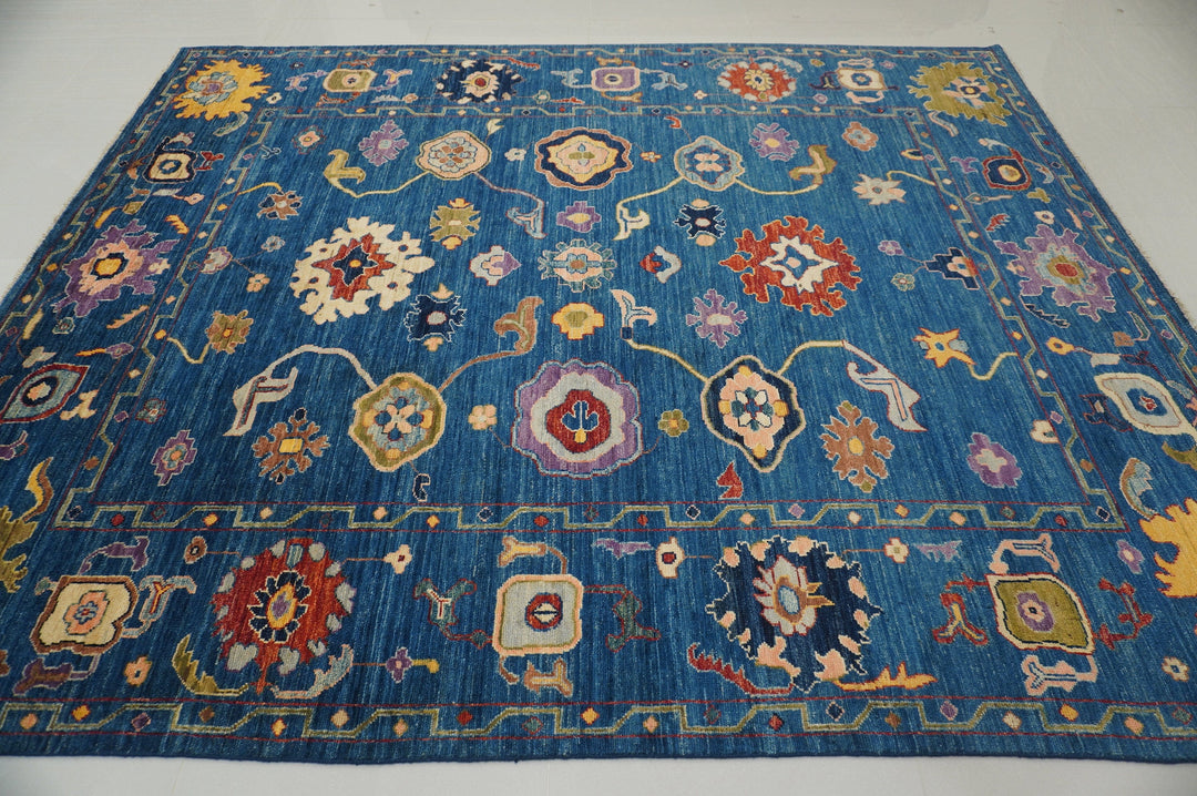 8x10 Turkish Oushak Dark Blue Hand knotted wool Boho Oriental rug - Yildiz Rugs
