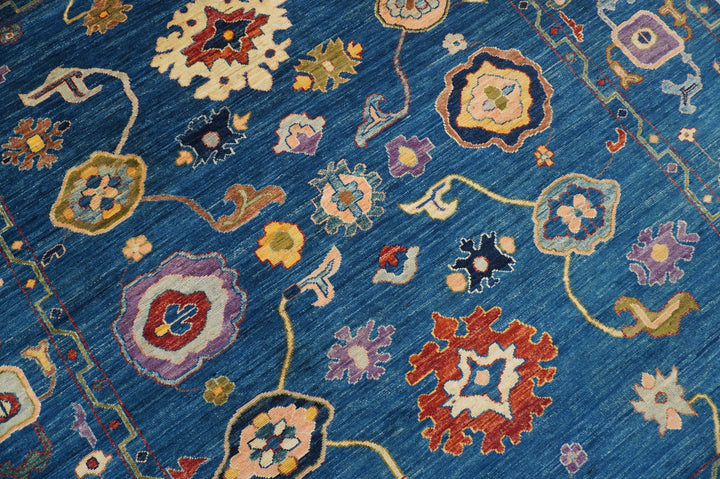 8x10 Turkish Oushak Dark Blue Hand knotted wool Boho Oriental rug - Yildiz Rugs