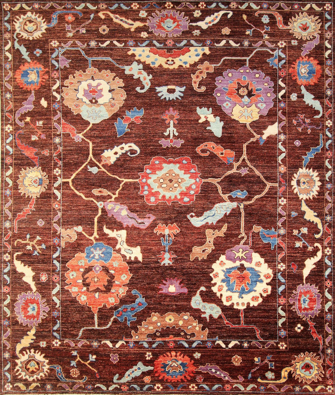 8x10 Turkish Oushak Purple Hand knotted Veg dyes Boho rug - Yildiz Rugs