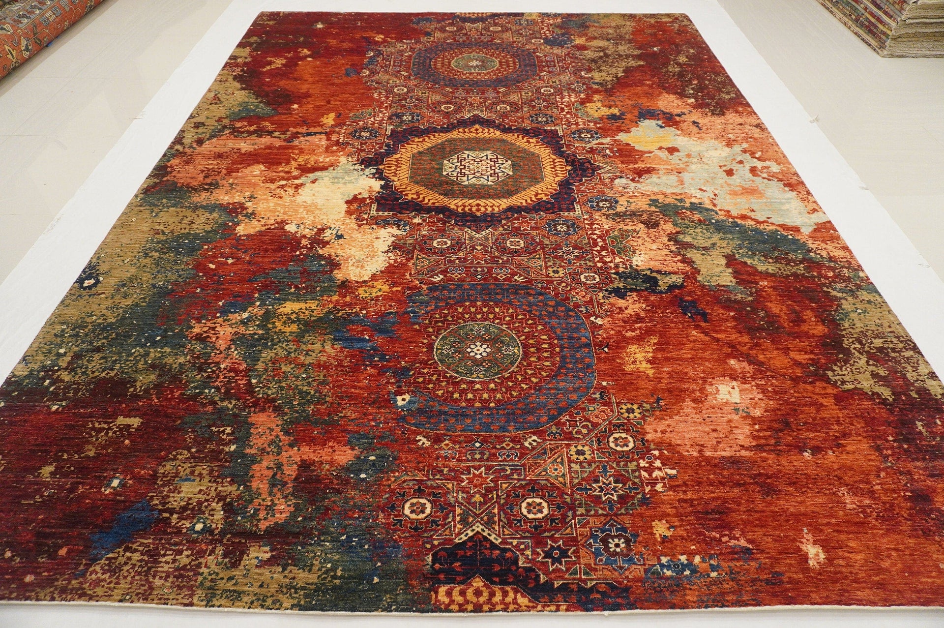 Red 9x12 Modern Mamluk Turkish Contemporary Hand knotted Rug - Yildiz Rugs