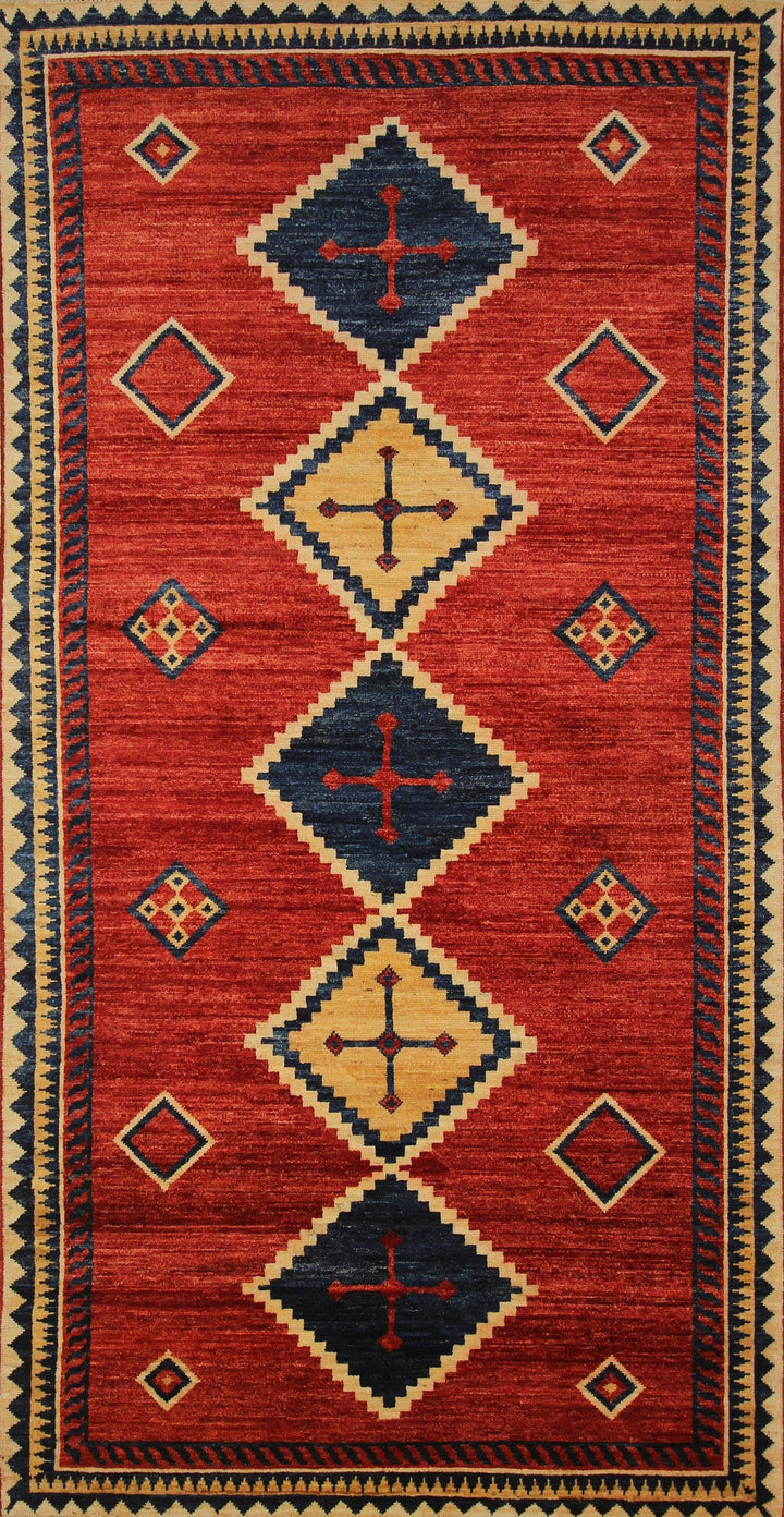 5x10 Gabbeh Red Persian Gallery size Hand knotted Wool Wide Runner rug - Yildiz Rugs