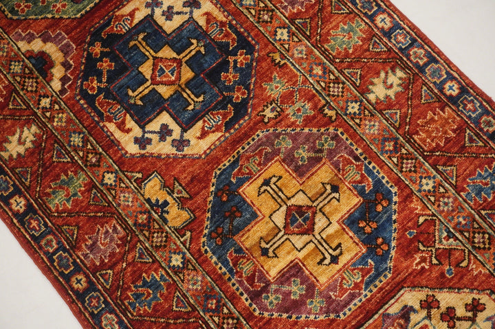 9 Ft Ersari Red Turkmen hand knotted Natural Dyes Wool Runner Rug - Yildiz Rugs