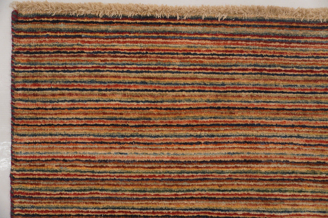 4x6 Line Gabbeh Stripe Afghan Hand knotted Wool Rug - Yildiz Rugs