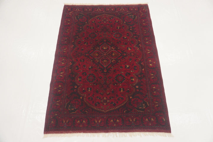 Red 3x5 Belgic Vintage Afghan Hand Knotted Rug - Yildiz Rugs