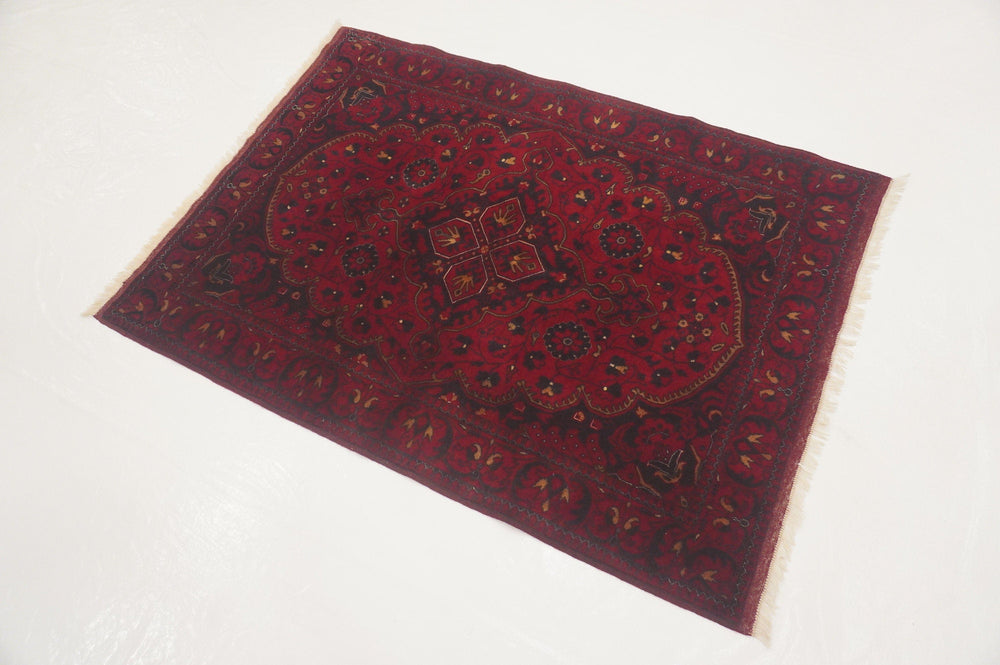 Red 3x5 Belgic Vintage Afghan Hand Knotted Rug - Yildiz Rugs