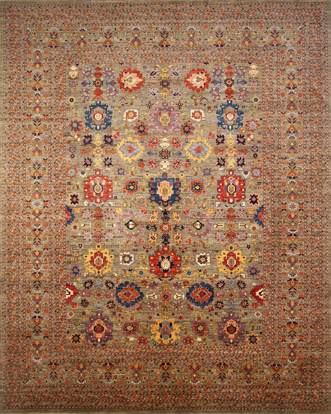 12x15 Bidjar Taupe Gray Persian Hand knotted wool Oversize rug - Yildiz Rugs