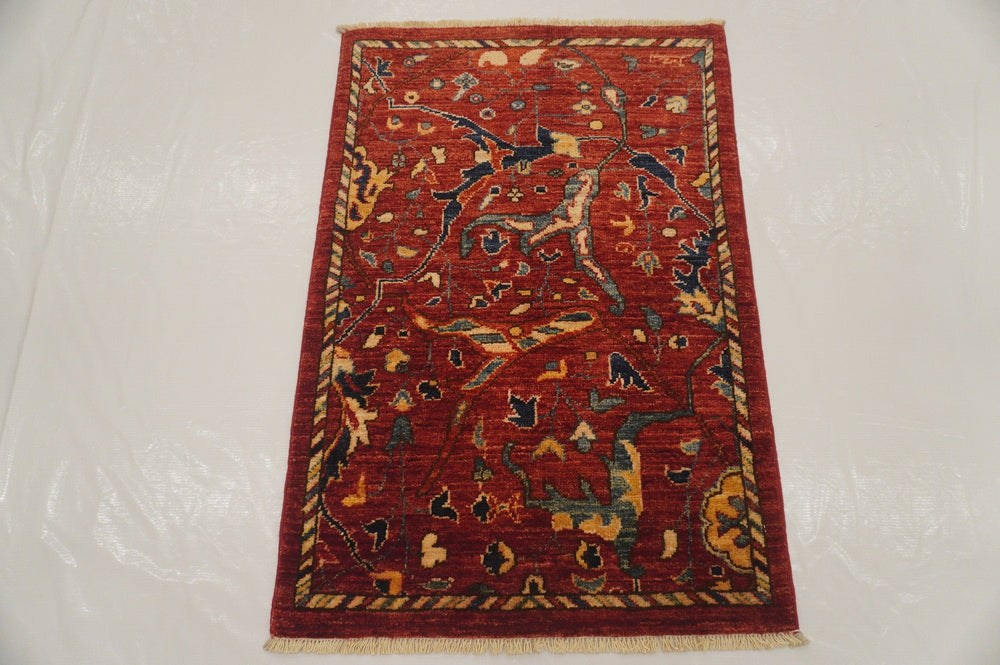 2x3 Bijar Small Red Persian Hand knotted wool oriental accent rug - Yildiz Rugs