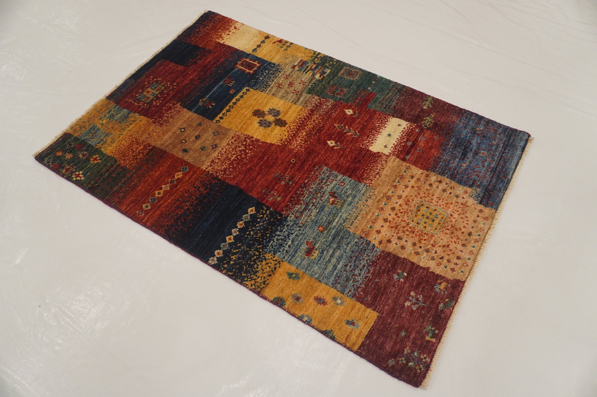 3x4 Nomadic Gabbeh Multicolor Tribal Hand knotted Area Rug - Yildiz Rugs