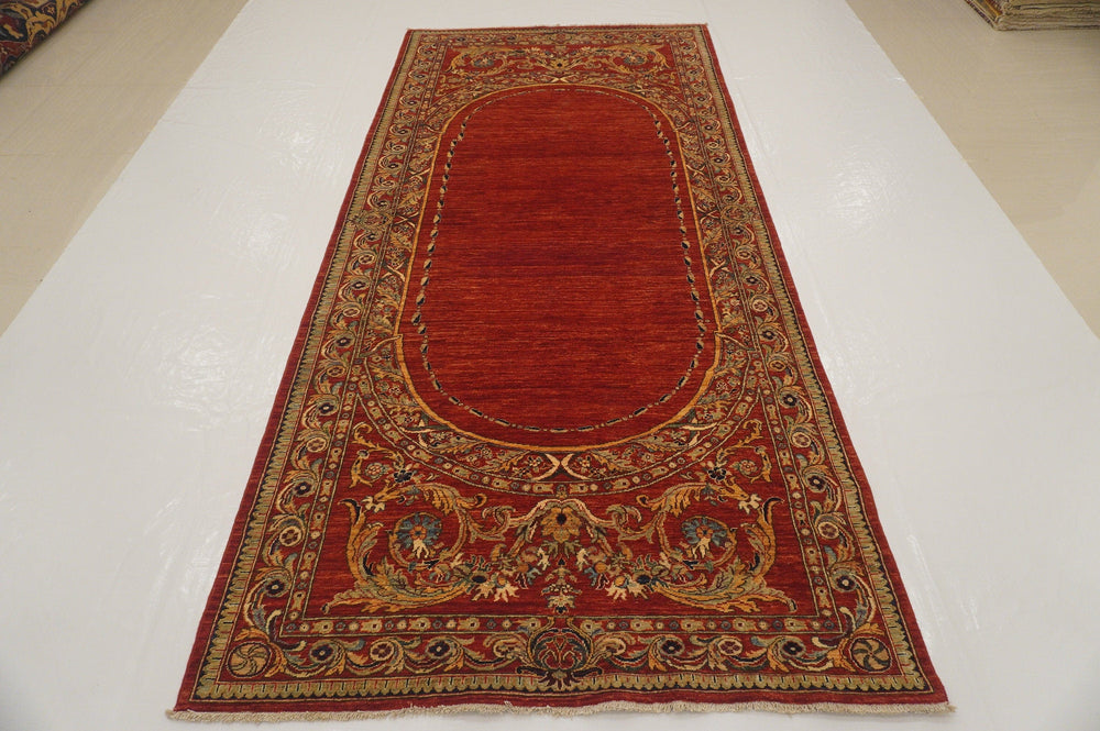 5x11 French Savonnerie Red Afghan Hand Knotted Wool Gallery Kelleh Rug - Yildiz Rugs