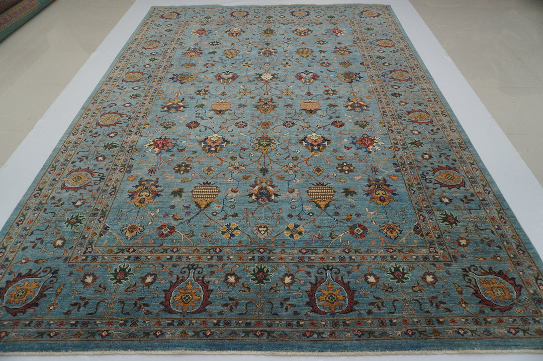 9x12 Waziri Pastel Blue Persian Hand knotted Wool Oriental Rug - Yildiz Rugs