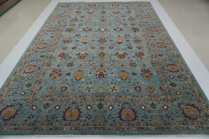 9x12 Waziri Pastel Blue Persian Hand knotted Wool Oriental Rug - Yildiz Rugs