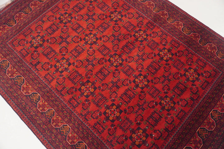 6x8 Red Afghan Khal Mohammadi hand knotted Veg dye Wool Rug - Yildiz Rugs