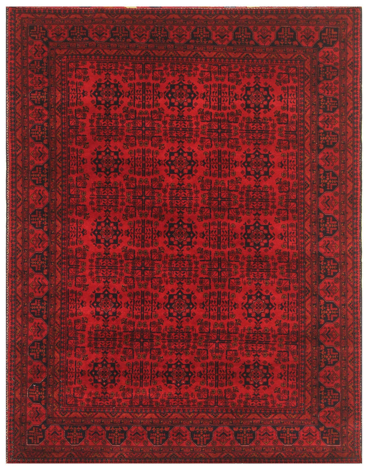 5x7 Red Belgic Super High quality Afghan Handmade Rug - Yildiz Rugs