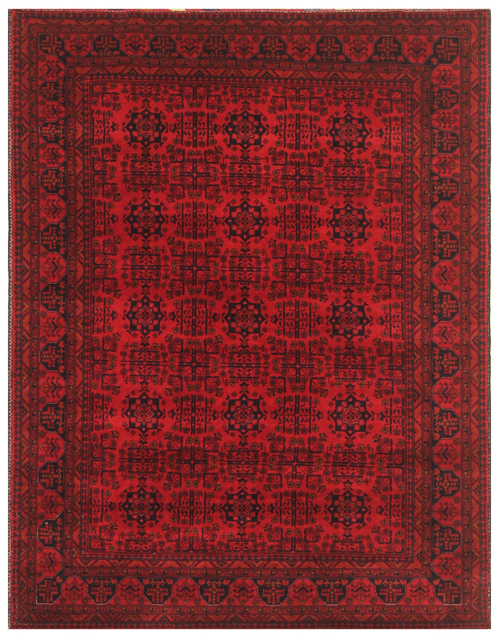 5x7 Red Belgic Super High quality Afghan Handmade Rug - Yildiz Rugs