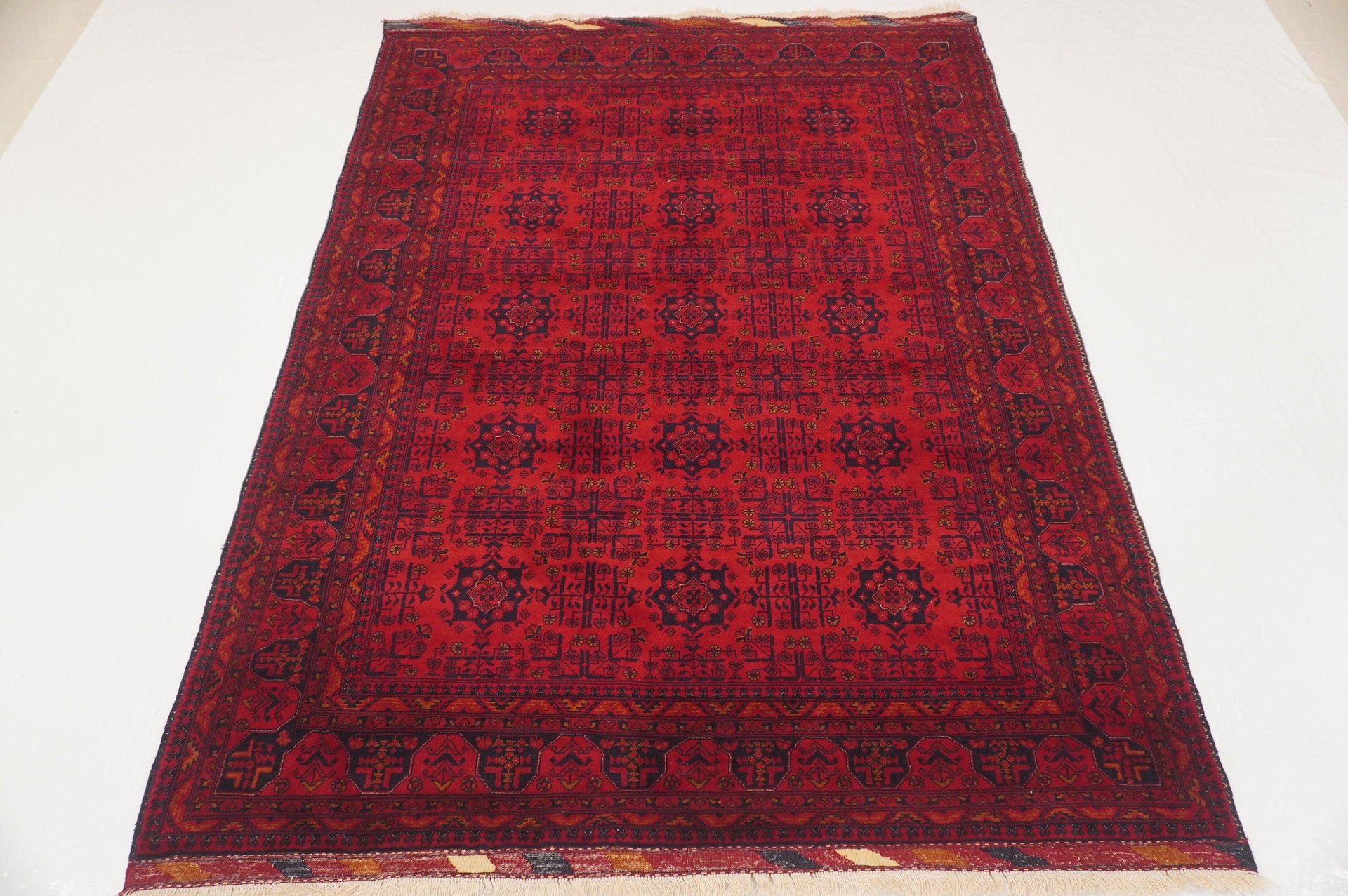 5x7 Red Belgic Super High quality Afghan Handmade Rug - Yildiz Rugs