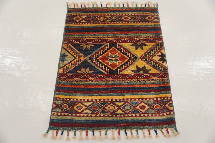 1'7x2'0 ft Tribal Multicolor Afghan Hand knotted Accent rug - Yildiz Rugs