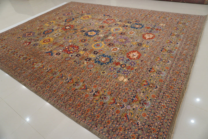 12x15 Bidjar Taupe Gray Persian Hand knotted wool Oversize rug - Yildiz Rugs