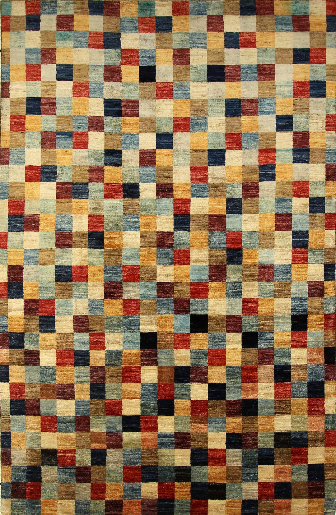 6x10 Checkered Gabbeh Multicolor Afghan Hand knotted Rug - Yildiz Rugs