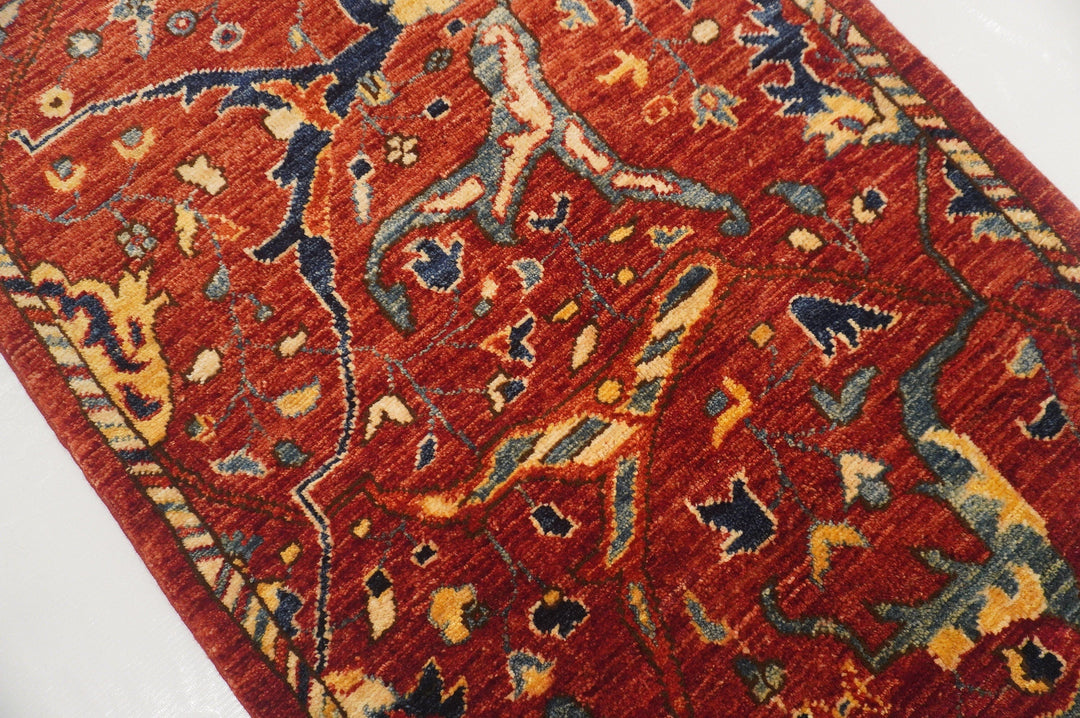 2x3 Bijar Small Red Persian Hand knotted wool oriental accent rug - Yildiz Rugs
