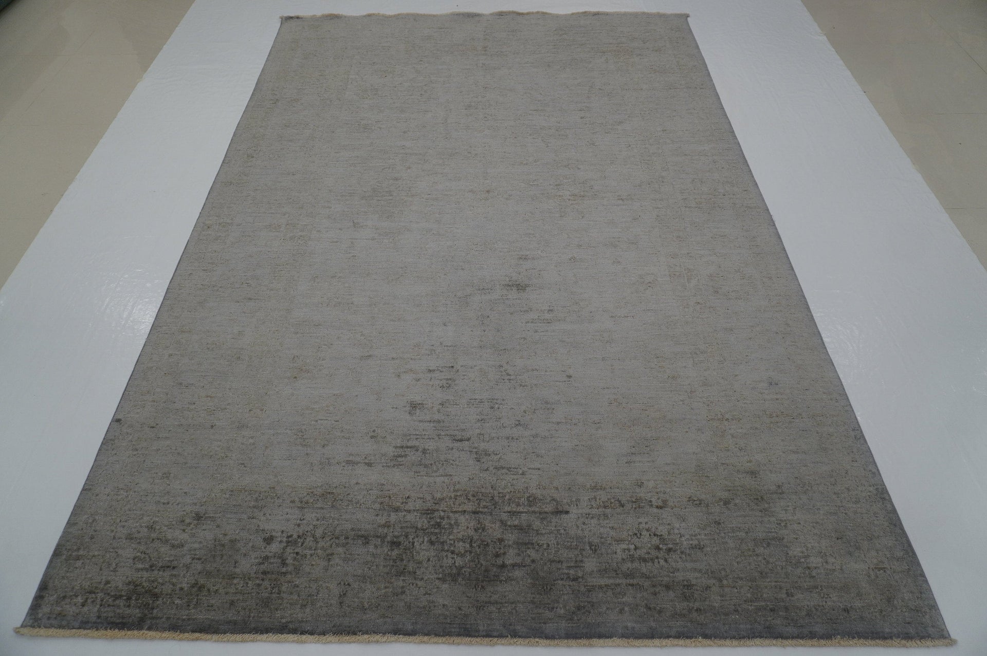 7x10 Overdyed Turkish Oushak Blueish Silver Gray Hand knotted Rug - Yildiz Rugs